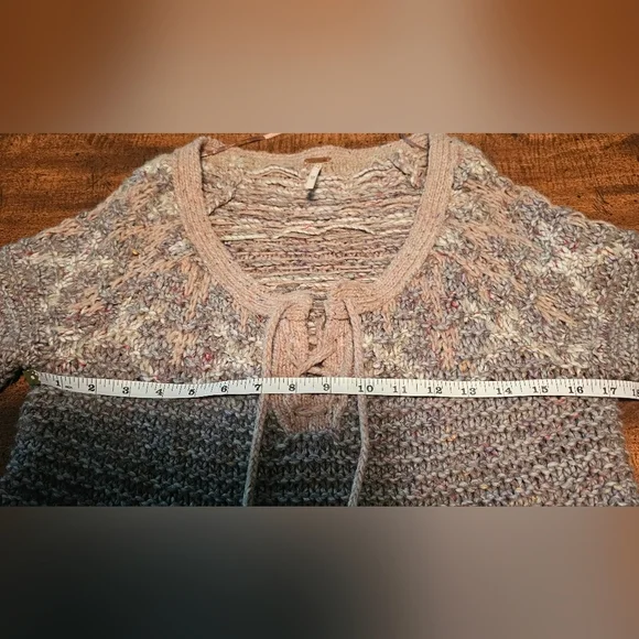 Free People Love Bug Chunky Knit Fair Isle Sweater Boho Wool Blend Size XS - Picture 14 of 15